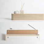 Kazai. Wall-Mounted Coat Rack 'Toke' - Modern Design Coat Rack with Hidden Wall Hooks - Solid Wood Veneer Panel Coat Hanger - Oak, White