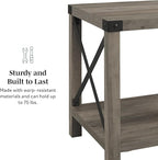 Walker Edison Sedalia Modern Farmhouse Metal X Side Table, 18 Inch, White Oak