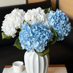 3PCS 22 inch Realistic Artificial Hydrangea Large Real Touch Flowers Artificial Flowers Dry Flowers Outdoor Wedding Christmas Office Family Party Living Room Table Decoration (Blue)