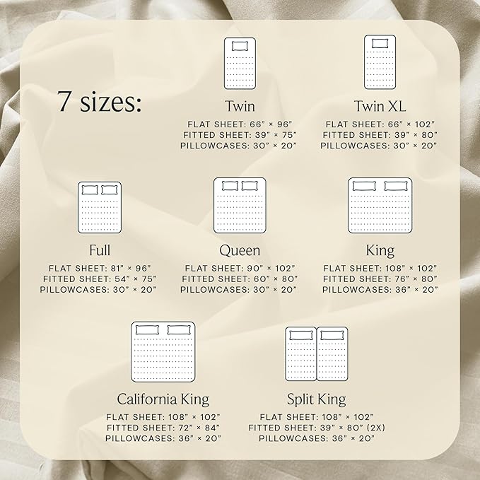 LuxClub 4 PC Full Size Sheet Set Bed Sheets, Breathable Luxury Deep Pockets Wrinkle Free Cooling Sheets Machine Washable Hotel Bedding (Full, Striped Cream)