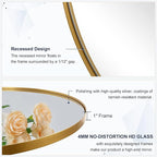 ANDY STAR Round Gold Mirror 30 inch, Brass Mirror with Brushed Gold Frame, Wall Mounted Stainless Steel Metal Frame Round Mirror for Bathroom, Living Room, Bedroom