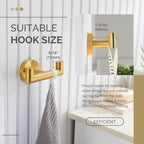 Angle Simple Bathroom Double Hook Brushed Gold, SUS304 Stainless Steel Bath Towel Holder, Double Robe Hanger Wall Mount