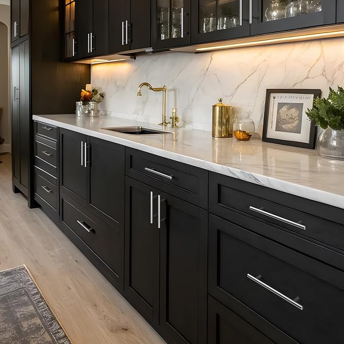 homdiy 15 Pack Brushed Nickel Cabinet Pulls Drawer Handles Cabinet Hardware Stainless Steel Cabinet Handles 4in Hole Centers Cupboard Pull Drawer Pulls, 201SN