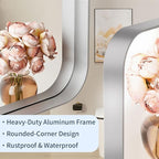 24×36 Silver Bathroom Vanity Mirror for Over Sink - Decorative Bathroom Mirrors with & Tempered Glass for Bedroom, Hallway, Living Room, Horizontal/Vertical Wall Mounted, Rounded Rectangle Frame