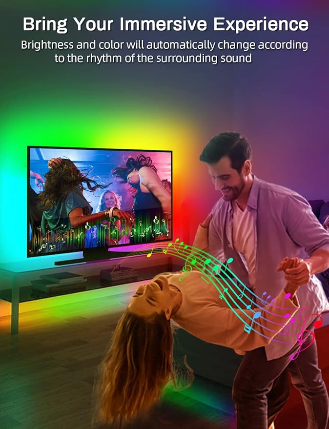 MATICOD LED Lights for TV Led Backlight, 16.4ft RGB Led Strip Lights for TV Lights Behind, USB Led Light Strip for 55-70in TV, Bluetooth APP Control Music Sync Strip Lighting for Christmas Decorations