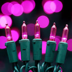 YULETIME 200 Count Pink LED Christmas Lights, 66 Feet Green Wire UL Certified Commercial Grade Holiday String Light Set (Pink)