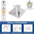 Adhesive Towel Hooks Heavy Duty Wall Hooks Waterproof Stainless Steel Hanger for Hanging Coat, Hat, Towel Robe Hook Rack Wall Mount- Bathroom and Bedroom 4-Packs
