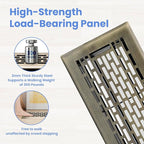 4x8 Inches 2 Pack Heavy Duty Walkable Floor Register - Easy Adjust Air Supply Lever Decorative Floor Vent Covers, Boston Design Vent Covers for Home - Antique Brass