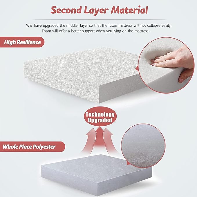 MAXYOYO Bohemian Retro Mattress Boho Floral Style Japanese Futon Mattress Tatami Floor Mat Foldable Lounger Portable Camping Sleeping Pad Couch Bed Twin Size