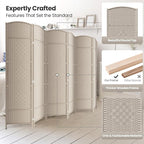 6 Panel Room Divider,6Ft Folding Privacy Screen,Tall - Extra Wide Foldable Panel Partition Wall Divider with Diamond Double-Weaved Hand-Woven Design Room Screen Divider