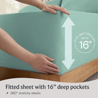 LuxClub 5 PC Split King Sheet Set Bed Sheets Deep Pockets Wrinkle Free Cooling Sheets Machine Washable Hotel Bedding Silky Soft - Light Teal Split King