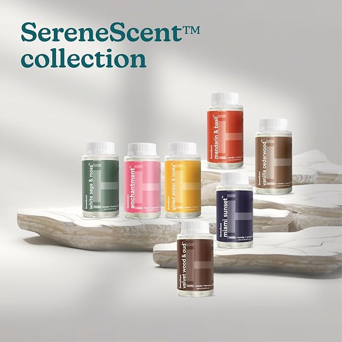 Homedics SereneScent Gilded Amber & Tonka Home Fragrance Oil, 120 ml, for use with Homedics SereneScent Waterless Diffuser (ARMH-970/973), Clean & Natural Everyday Collection