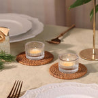 30Pcs Clear Tealight Candle Holder with 32pcs Tea Light Candles, Ribbed Votive Candle Holders Glass for Table Centerpiece, Wedding Decor, Home and Holiday Decor