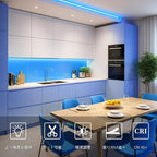 iNextStation COB LED Strip Light Blue 16.4ft/5M DC12V CRI 93+ Flexible LED Tape Lights 8mm for Bedroom, Kitchen, TV Backlight, Cabinet, Stage, Home DIY Lighting Decor (No Plug)