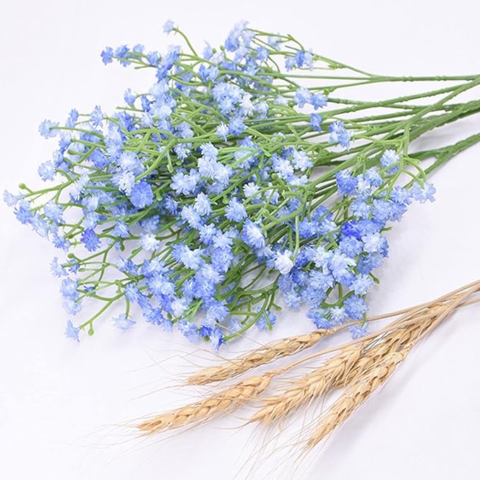 Babys Breath Artificial Flowers,30 Pcs Gypsophila Real Touch Flowers for Wedding Party Home Garden Decoration 16.6inch Blue