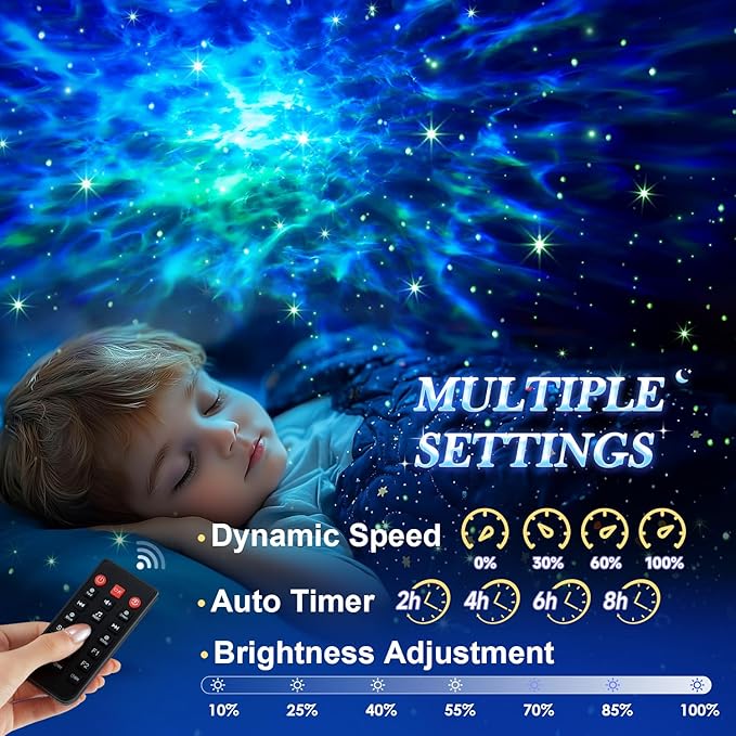 Star Projector, 15 Sounds & 15 Colors & Bluetooth Speaker, Galaxy Light Projector for Bedroom, Star Lights for Ceiling Projector, Kids Night Light