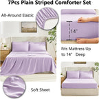 CozyLux Full Size Comforter Sets Lavender, 7 Pieces Bed in a Bag, Light Purple Comforter Full Size, All Season Bedding Sets with Stitch Quilted Comforter, Flat Sheet, Fitted Sheet, Pillowcases