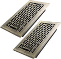 4x8 Inches 2 Pack Heavy Duty Walkable Floor Register - Easy Adjust Air Supply Lever Decorative Floor Vent Covers, Boston Design Vent Covers for Home - Antique Brass