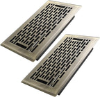 4x8 Inches 2 Pack Heavy Duty Walkable Floor Register - Easy Adjust Air Supply Lever Decorative Floor Vent Covers, Boston Design Vent Covers for Home - Antique Brass