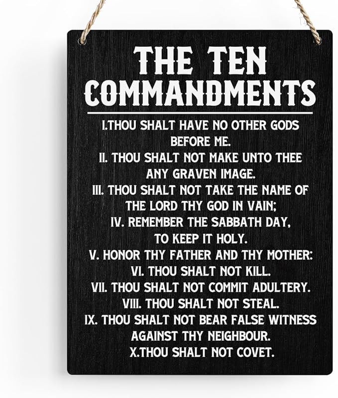 Inspirational Bible Verses Ten Commandments Wall Decor Christian 10 Commandments Wall Art Wooden Hanging Sign Rustic Scripture The Ten Commandments Wall Art for Home Office Decoration 8x10 Inches
