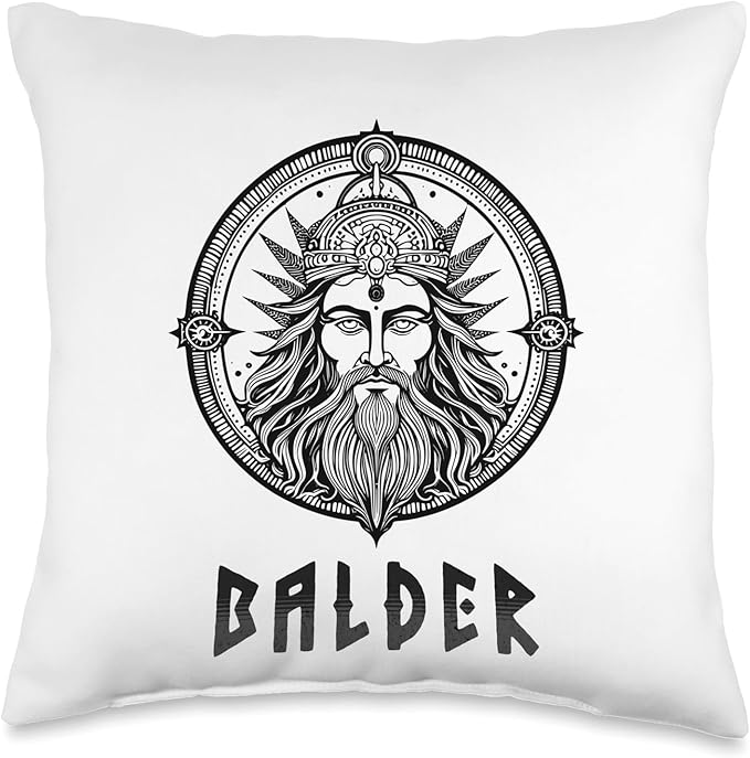 Nordic Vikings Legends Old Norse Mythology Gods Nordic Scandinavian Legends Old Norse Mythology Gods Balder Throw Pillow, 16x16, Multicolor