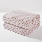 Exclusivo Mezcla Fleece Bed Blanket Queen Size, Super Soft and Warm Blankets for Couch, Sofa and Bed Waffle Textured, Cozy, Fuzzy and Lightweight (Mixed Camel, 90x90 Inches)