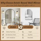 Antok Bathroom Mirror,30"x20" Wall Mirror, Decorative Mirrors Vanity Mirror Aluminum Alloy Frame Contemporary Hanging Mirror for Living Room Bathroom Entryway,Black,Arched