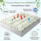 Premium Viscose Made from Bamboo Twin Size Mattress Topper for Back Pain, 1200 GSM Quilted Fitted Extra Thick Mattress Pad,Pillow Top Mattress Cover with Deep Pocket Up to 21 Inches（39 * 75inch）