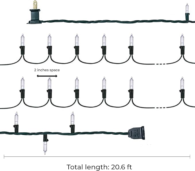 Holiday Essence Christmas LED Lights 100 Cool White String Lights for Indoor and Outdoor Decorative Use, Holiday and Tree Decor, Patio Hanging Lighting Decorations, Green Wire, 26.9 Ft, UL Certified