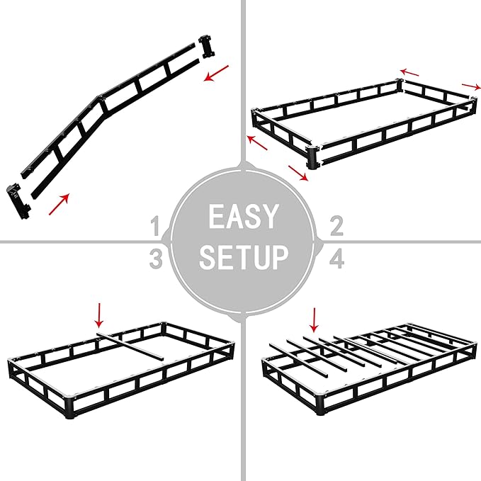 ALDRICH 5 Inch Heavy Duty Metal Twin Box Spring Mattress Foundation 1500lbs Max Weight Capacity/Non-Slip/No Noise/Easy Assembly/Easy Clean Cover