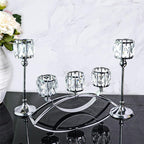 3 Arms Crystal Candle Holders, Arch Candlestick Table Candelabras Centerpieces for Wedding, Dinning Room, Cabinet Ornaments, Home Decoration， Gift (3-arm Arched Set, Silver)