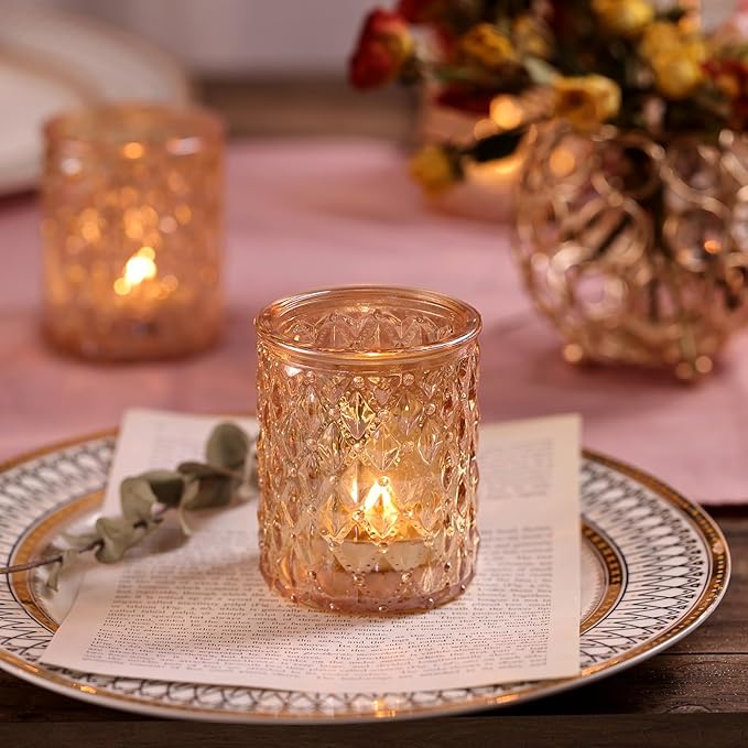 36pcs Gold Votive Candle Holders, Tealight Candle Holder Glass for Diwali, Gold Candle Holders for Wedding Table Centerpiece, Bridal Shower & Home Parties Supplies Decor