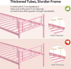 Yaheetech Twin Bed Frames Metal Platform Bed with Headboard and Footboard No Box Spring Needed Easy Assembly,Under-Bed Space: 12.6''/Pink/Twin Bed