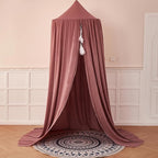 dix-rainbow Princess Decor Canopy for Kids Bed, Soft and Durable Bed Canopy for Girls Room Tent Canopy Dreamy Mosquito Net Bedding, Children Reading Nook Canopies Indoor（Red Bean）