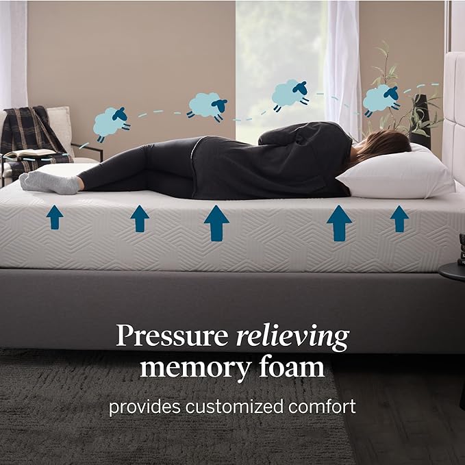 Lucid 10 Inch Memory Foam Mattress - Plush Feel - Infused with Refreshing Bamboo Charcoal and Cooling Gel - Bed in a Box - Temperature Regulating - Pressure Relief - Breathable - Queen Size