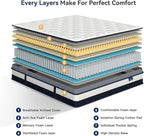 Vesgantti King Mattress 10 Inch Innerspring Multilayer Hybrid King Size Mattress - Ergonomic Design with Memory Foam and Pocket Spring Mattresses King Size - Box Top Series Medium Firm Feel