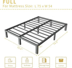ALDRICH 10 Inch Metal Full Size Bed Frame - Double Black Basic Steel Slats Platform, Easy Assembly Heavy Duty Noise Free Bedframes, No Box Spring Needed