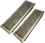 4x14 Inches 2 Pack Heavy Duty Walkable Floor Register - Easy Adjust Air Supply Lever Decorative Floor Vent Covers, Boston Design Vent Covers for Home - Antique Brass