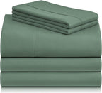 LuxClub 5 PC Split King Sheet Set, Breathable Luxury Bed Sheets, Deep Pockets Wrinkle Free Cooling Sheets Machine Washable Hotel Bedding Silky Soft - Tree Moss Green Split King
