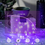 6PCS Purple Fairy Lights Battery Powered with Timer, 7ft 20LEDs Twinkle Mini Lights with Remote,Waterproof Small Silver Wire Firefly Starry for DIY Wedding Party Christmas