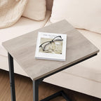 AMHANCIBLE C Shaped Side Table, End Tables Living Room Set of 2, Slide Under Couch Table for Sofa, TV Trays for Bedroom, Small Space, Greige HET02CGY