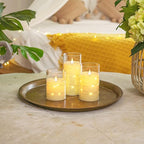 Homemory Flickering Flameless Candles with String Lights, Battery Operated Candles, Embedded String Lights LED Candles, Unbreakable Plexiglass Candle with Remote, Set of 3, Ivory White