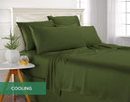 Queen Sheets by Pure Bamboo, Genuine 100% Organic Viscose Derived from Bamboo Bed Sheet Set, Luxuriously Soft & Cooling, Double Stitching, Lifetime Quality Promise (Queen, Pesto)
