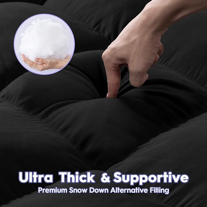 ABENE Mattress Topper for Back Pain Relief, Extra Thick Mattress Pad Pillowtop, Soft Mattress Protector Cover with 8"-21" Deep Pocket, Overfilled Down Alternative Filling (Black, California King)