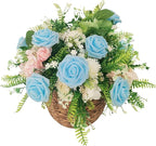 Artificial Rose Flowers 25pcs, Light Blue Foam Fake Rose Faux Flower for Wedding Bouquets Bridal Shower Centerpieces Floral Arrangements Home Decorations Party Backdrops Table