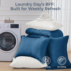 HEVUMYI Teal Blue & Ivory King Comforter Set - 7-Piece All Season Bed in a Bag King, Ultra Soft Bedding Set with Comforter, Flat Sheet, Fitted Sheet, Pillowcases, Pillow Shams, Teal Blue & Ivory