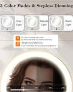 30X/1X Wall Mounted Lighted Makeup Mirror, 9'' Height Adjustable Double Sided 5000mAh Rechargeable Magnifying Bathroom Mirror with Light, 3 Color Modes Touch Dimmable Extended Arm 360 Rotation
