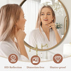 WallBeyond Round Wood Mirror 24" Circle Wall Mirror for Bathroom Round Wall Mirror for Wall Decor, Vanity, Entryway Living Room, Honey