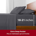 Mellanni Extra Deep Twin XL Sheets - 3 PC Iconic Collection Bedding - Hotel Luxury, Ultra Soft, Cooling Bed Sheets - Wrinkle, Fade, Stain Resistant (Twin Extra Long, Gray)