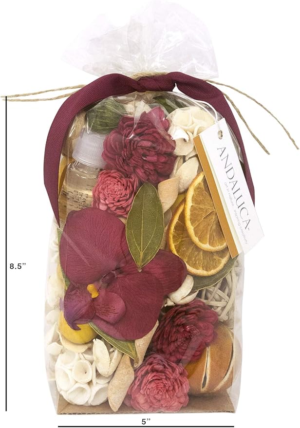 ANDALUCA Forbidden Flower Oasis Scented Potpourri | Made in California | Large 20 oz Bag + Fragrance Vial | Scents of Italian Bergamot, Plum, Jasmine, Rose and Lilac